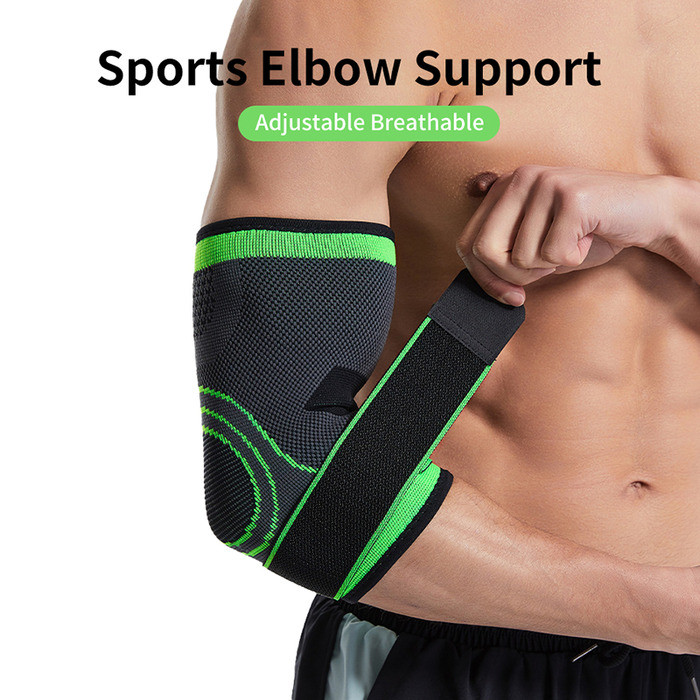 Wholesale Knit Arm Sleeves Compression Elbow Brace Manufacturer | Elastic, Breathable | Adjustable Strap | For Weight Training