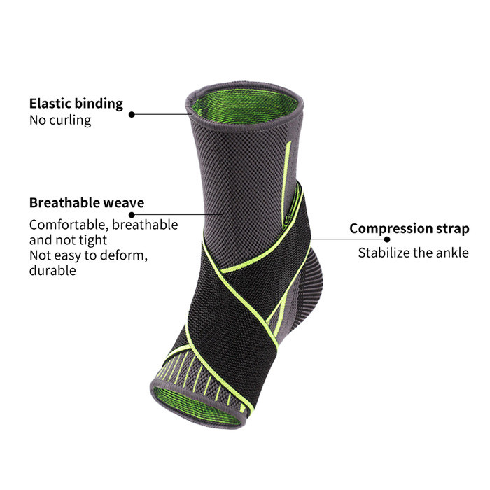 Wholesale Knitted Ankle Support Compression Sleeve For Swelling | Pressurized, Anti-sprain | Breathable Fabric, Velcro Strap | For Basketball, Soccer, Gymnastics