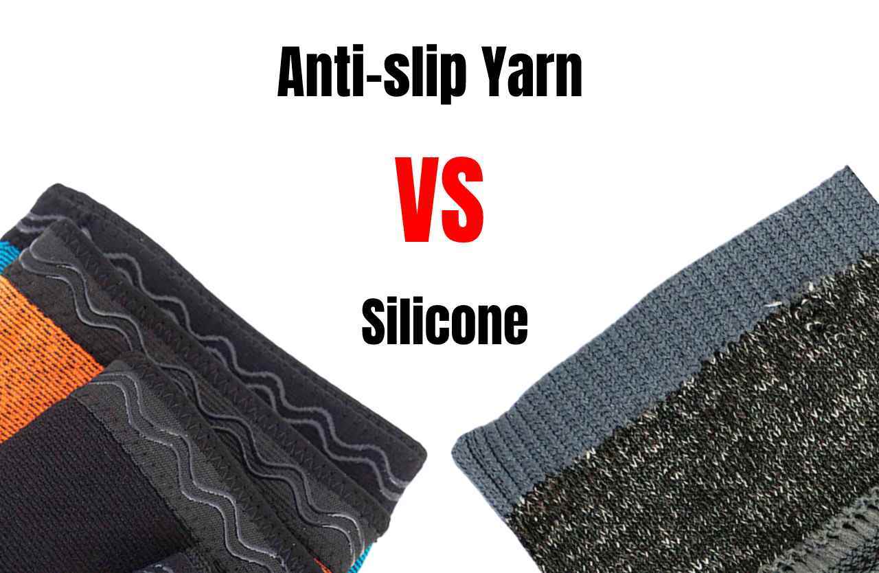 240304 Custom Anti-slip Yarn Knee Sleeves VS Silicone Knee Sleeves