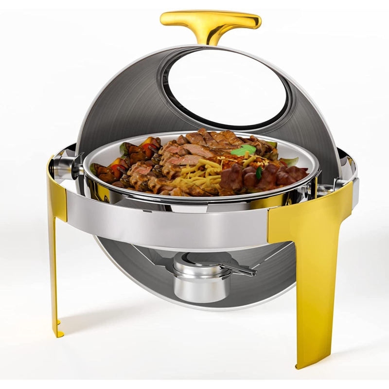 Exquisite Custom Chafing Dish | Buffet Set Roll Top In Gold And Silver | 6.5l Catering Stainless Steel Food Warmer | Elevate Culinary Presentation With Elegance