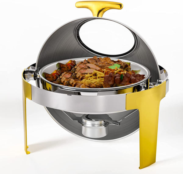 Exquisite Custom Chafing Dish | Buffet Set Roll Top In Gold And Silver | 6.5l Catering Stainless Steel Food Warmer | Elevate Culinary Presentation With Elegance