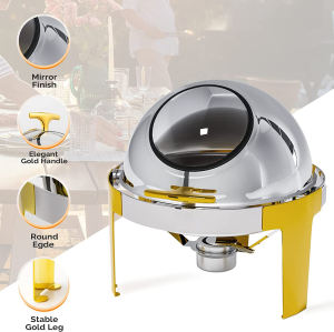 Exquisite Custom Chafing Dish | Buffet Set Roll Top In Gold And Silver | 6.5l Catering Stainless Steel Food Warmer | Elevate Culinary Presentation With Elegance