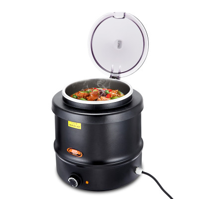 Commercial Grade Soup Kettle With Hinged Lid And Detachable Stainless Steel Insert Pot For Restaurant And Big Family, 10.5 Quarts, Black