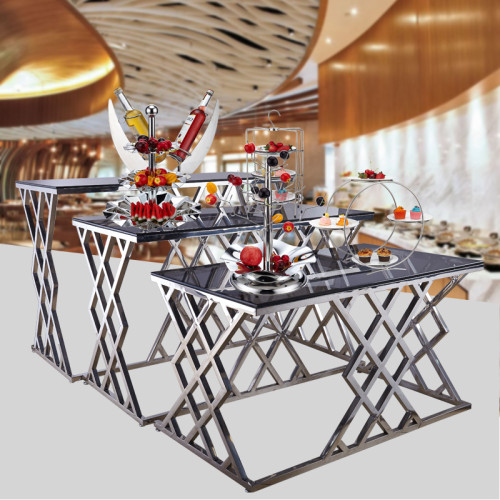 Hotel Restaurant Buffet Table - Stainless Steel Coffee Break Snack Display Table | Multi-functional Dining Table with Various Styles and Sizes | Elevate Your Dining Experience