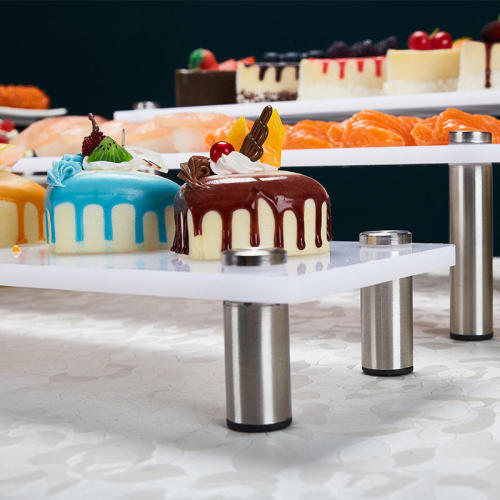 Oem/Odm Acrylic 3-Tier Rectangular Dessert Riser | White Cupcake Cake Stand | Ideal For Wedding Banquets & Catering Displays | Elevate Your Presentation With Wholesaler Solutions