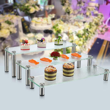 Oem/Odm Acrylic 3-Tier Rectangular Dessert Riser | White Cupcake Cake Stand | Ideal For Wedding Banquets & Catering Displays | Elevate Your Presentation With Wholesaler Solutions
