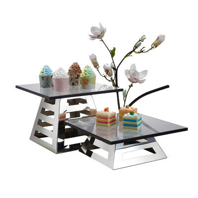 Stainless Steel Dessert Stand Fancy Buffet Glass Riser For Hotel And Restaurant Afternoon Tea | Stylish Cake Stand | Unique Design | Enhance Dining Experiences With Elegance
