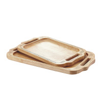Bamboo Wooden Rectangular Tea Tray | Waterproof, Durable | Made Of Bamboo Wood, Functions As A Serving Tray With Handle For Tea Cups, Dinnerware, Fruits, And Bread | Ideal For Hotels, Restaurants, Cafes, And Home Use | B2b Wholesale | Discounts For Bulk Orders