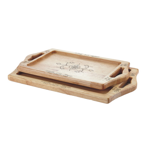 Bamboo Wooden Rectangular Tea Tray | Waterproof, Durable | Made Of Bamboo Wood, Functions As A Serving Tray With Handle For Tea Cups, Dinnerware, Fruits, And Bread | Ideal For Hotels, Restaurants, Cafes, And Home Use | B2b Wholesale | Discounts For Bulk Orders