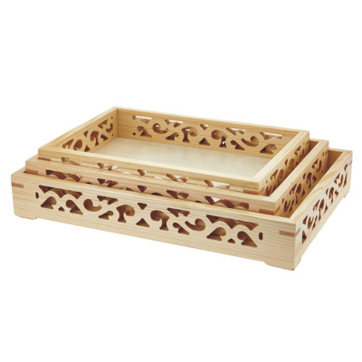 Bamboo Wooden Rectangular Tea Tray | Waterproof, Durable | Made Of Bamboo Wood, Functions As A Serving Tray With Handle For Tea Cups, Dinnerware, Fruits, And Bread | Ideal For Hotels, Restaurants, Cafes, And Home Use | B2b Wholesale | Discounts For Bulk Orders