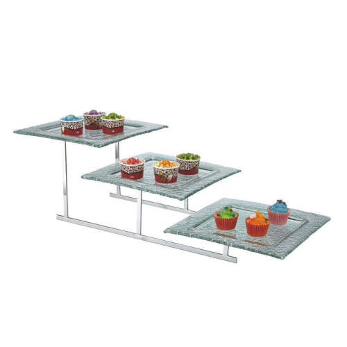 Buffet Stainless Steel Buffet Creative Trapezoidal Snack Display Stand Three Floors Cake Stand Food Display Stand | Waterproof, Sturdy | High-Quality Stainless Steel