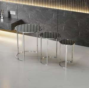 Sleek Round Glass Buffet Table | Stainless Steel Elegant Design For Upscale Events & Dining | Wholesale Supplier | Bulk Discounts Available
