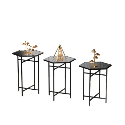 Reataurant Hexagonal Glass Folding Buffet Table | Space-saving Design, Sturdy Construction | Elegant Addition to Any Event | Available for Wholesale with Customization Options