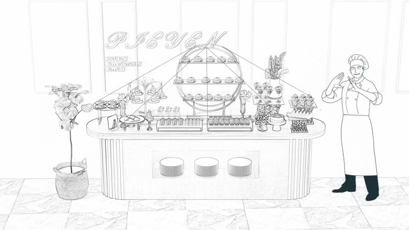 PYEIN buffet design sketch for brand product development