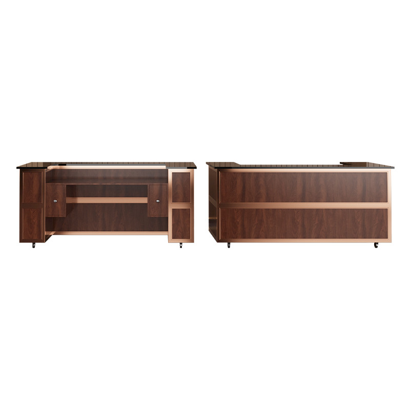 GH2114 walnut banquet trolley buffet counter with marble top, front and side configuration