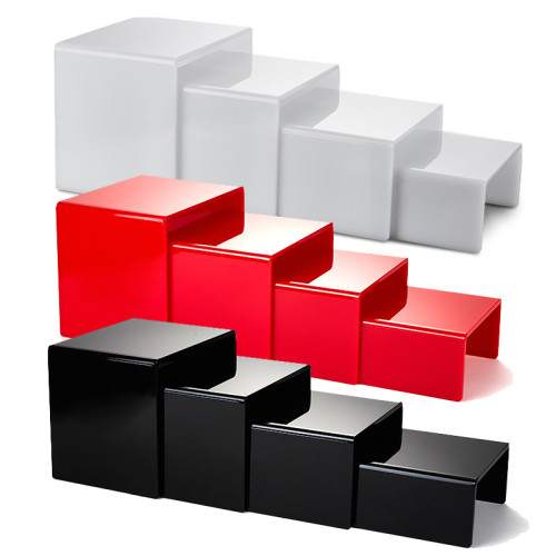 Acrylic Risers Showcase 3-Pack Black Acrylic Cube Display Nesting Risers with Hollow Bottoms