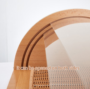 Solid Wood Beech Bread Display Cabinet: Stylish Acrylic Cover for Fresh Bakery Presentation