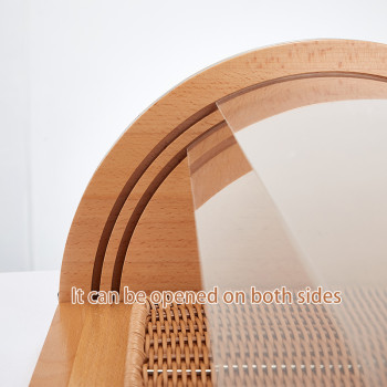 Solid Wood Beech Bread Display Cabinet: Stylish Acrylic Cover for Fresh Bakery Presentation
