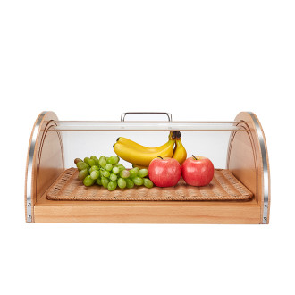 Solid Wood Beech Bread Display Cabinet: Stylish Acrylic Cover for Fresh Bakery Presentation
