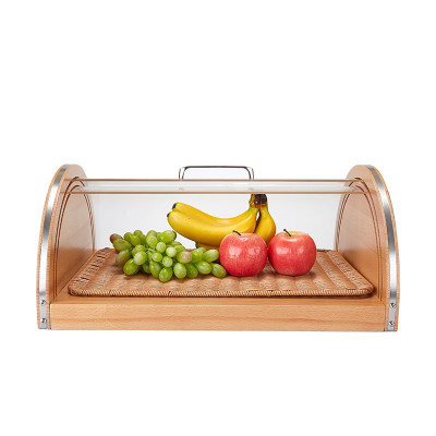 Solid Wood Beech Bread Display Cabinet: Stylish Acrylic Cover for Fresh Bakery Presentation