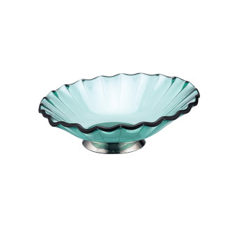 Enhance buffet presentations with elegant flower-shaped glass bowl, perfect for hotels, restaurants, and upscale dining.