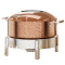 4.5L Rose Gold Hammer Pattern Chafing Pot with Mirror Base, Electric Heating, Three-Layer Holding Furnace