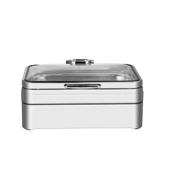 Deluxe Square Stainless Steel Chafing Dish with Glass Lid, Heat Retention, Ideal for Catering and Events, Wholesale Available
