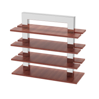 Japanese Style Three-Layer Steel Wood Display Stand, Elegant and Durable Buffet Riser, Supports OEM and ODM