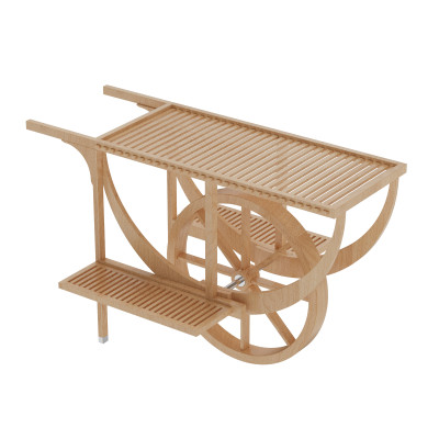 Wooden Wheeled Dining Cart, Durable and Stylish Mobile Serving Solution, Supports OEM and ODM