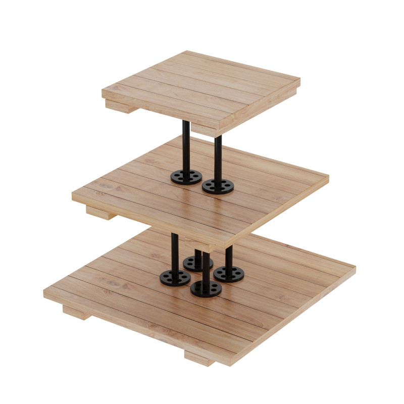 Steel and Wood Three-Layer Display Stand, Elegant and Durable for Versatile Use, Supports OEM and ODM