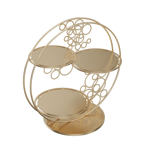 Round Cake Display Frame, Sturdy Three-Tier Steel Stand, Ideal for Weddings and Celebrations, Wholesale Options Available