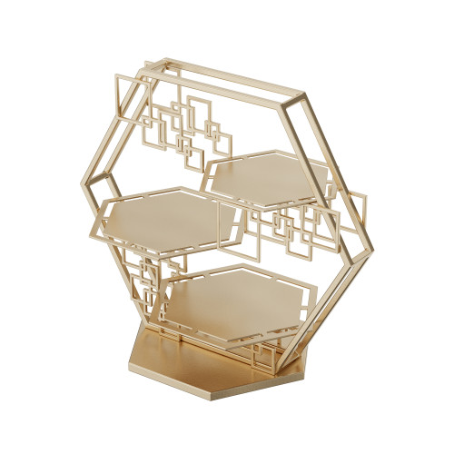 Hexagonal Cake Display Stand, Unique Six-Sided Design, Sturdy Steel Construction, Ideal for Weddings and Events, Bulk Purchase Available