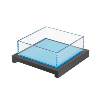 Square Flat Modern Ice Housing with Light, Black Base – 400x400x200mm for Hotels and Bars