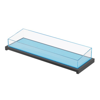 Rectangular Modern Ice Housing with Beveled Edge, Light, Black Base – 1200x400x150/210mm