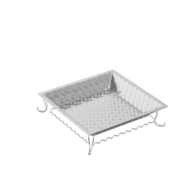 Assiette carrée en acier inoxydable à pointe martelée – Design moderne et durable pour restaurants et événements