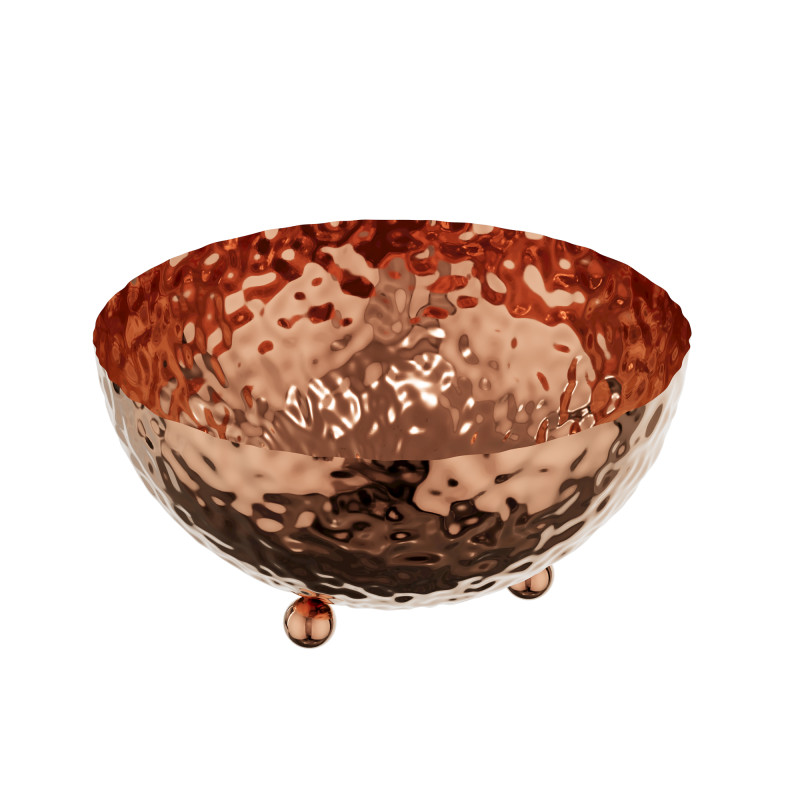 Rose Gold Hammered Fruit Bowl – Elegant Copper Design for Restaurant and Events