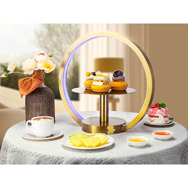 Gold Lighted Round Square Dessert Stand – The Ultimate Buffet Solution by PYEIN®