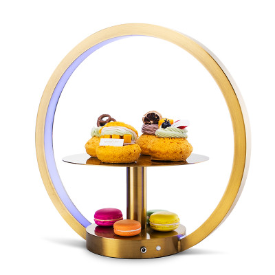 Gold Lighted Round Dessert Stand | Elegant Display for Desserts | Perfect for Celebrations | Ideal for Catering & Events | Wholesale & Retail Options