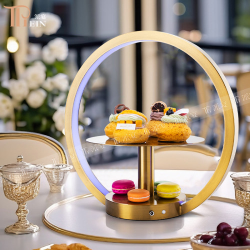 Gold Lighted Round Dessert Stand | Elegant Display for Desserts | Perfect for Celebrations | Ideal for Catering & Events | Wholesale & Retail Options