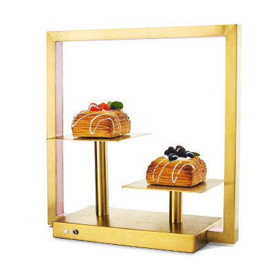 Golden Light Square Dessert Stand | Elegant Display for Cakes and Treats | Ideal for Buffets and Events | Perfect for Catering and Celebrations | Wholesale and Retail Options