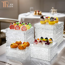 Two Layer Rectangle Water Ripple Acrylic Dessert Display | Elegant Buffet Stand | Durable & Stylish | Perfect for Hotels & Events | Support OEM, ODM | Bulk Discounts Available