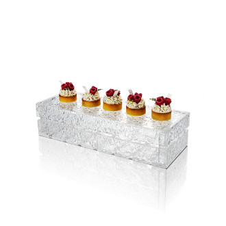 Three Layer Rectangle Water Ripple Acrylic Dessert Display | Multi-Tier Buffet Stand | Durable & Elegant | Ideal for Hotels & Events | Support OEM, ODM | Bulk Discounts Available