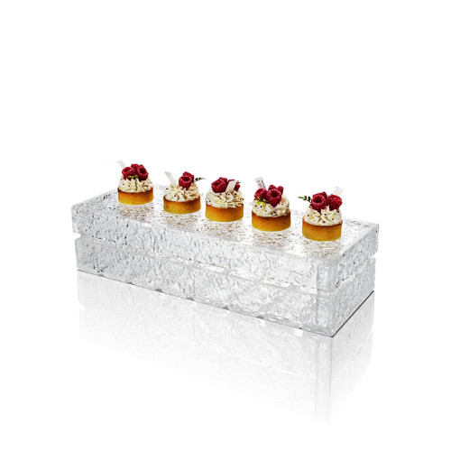 Two Layer Rectangle Water Ripple Acrylic Dessert Display | Elegant Buffet Stand | Durable & Stylish | Perfect for Hotels & Events | Support OEM, ODM | Bulk Discounts Available