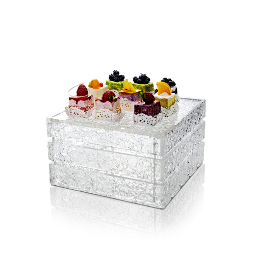 Three-Layer Square Water Ripple Acrylic Dessert Stand, Elegant Tiered Display, Durable & Lightweight, Ideal For Buffets, Events & Bakeries, Support OEM, ODM