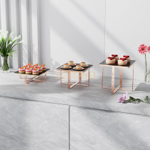 Solid Stainless Steel Metal Frame Rose Gold Dessert Table | Modern Buffet Setup for Weddings, Hotels, and Restaurants | Custom Sizes Available | Support OEM, ODM