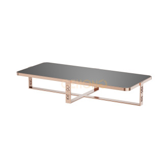 Rectangular Buffet Risers and Stands in Rose Gold with 5mm Black Glass Plate | Modern & Elegant Buffet Display | Ideal for Hotels, Restaurants, Events, and Weddings | Customizable Design | Support OEM, ODM