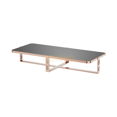 Rectangular Buffet Risers and Stands in Rose Gold with 5mm Black Glass Plate | Modern & Elegant Buffet Display | Ideal for Hotels, Restaurants, Events, and Weddings | Customizable Design | Support OEM, ODM