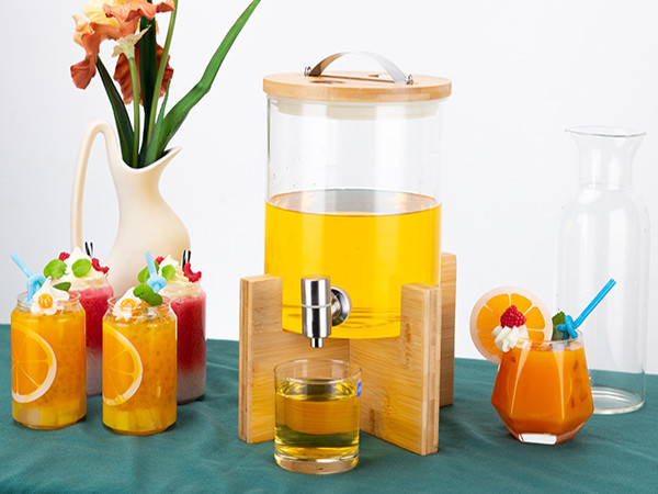 Transform Your Event with PYEIN®: The Elegance of Glass Beverage Dispensers with Wood Stand