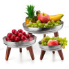 Stainless Steel Sapele Base Fruit Plate, Premium Buffet Display Bowl, Elegant Wood-Accent Serving Dish, Ideal for Hotel, Restaurant, Catering, Support OEM & ODM, Wholesale Supply Available