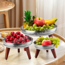 Stainless Steel Sapele Base Fruit Plate, Premium Buffet Display Bowl, Elegant Wood-Accent Serving Dish, Ideal for Hotel, Restaurant, Catering, Support OEM & ODM, Wholesale Supply Available
